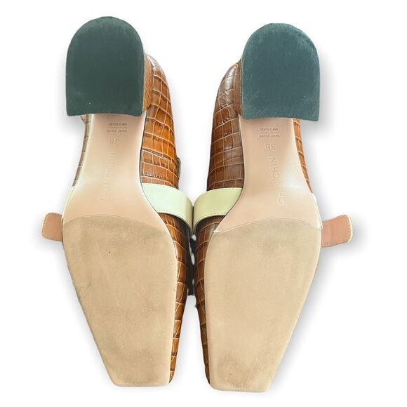 CHIN CHIN Designer Crocodile Print Square Toe Leather Fringe Heeled Loafers - Picture 13 of 15